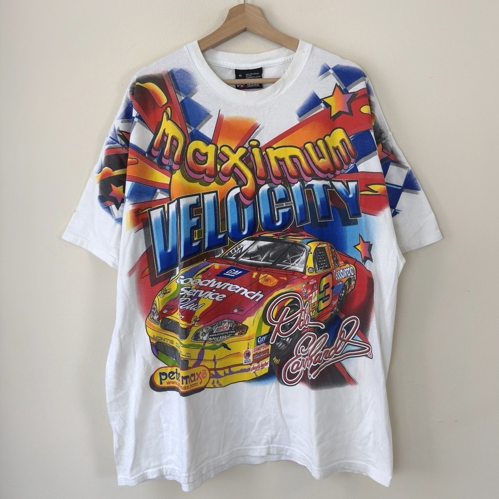 Vintage 90's NASCAR AOP Maximum Velocity White Tee Shirt - XL